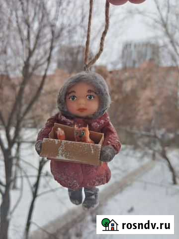 Ёлочная игрушка из ваты (Девочка с кошкой) Ижевск - изображение 1