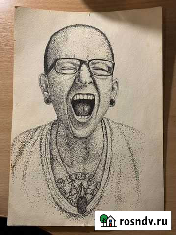 Рисунок А4 в стиле Дотворк (Честер Беннингтон) Воронеж - изображение 1