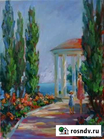 Картина маслом на холсте Прогулка по набережной Москва - изображение 1