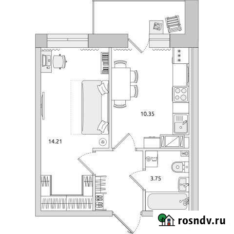 1-комнатная квартира, 36 м², 13/17 эт. на продажу в Санкт-Петербурге Санкт-Петербург - изображение 1