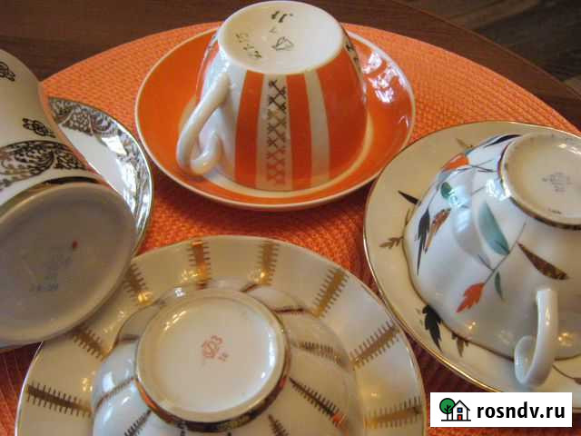 Фарфор, чайная пара, оранжевая чашка Санкт-Петербург - изображение 1