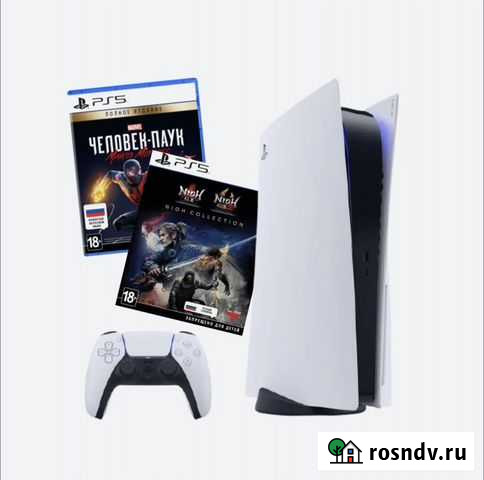 Sony Playstation 5 + две игры Новосибирск - изображение 1