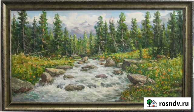 Картина  Саяны 44х80 холст,масло. В.Швецов Красноярск - изображение 1