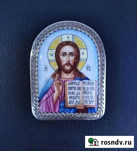 Икона Иисус Христос Живопись Финифть Проба Серебро Ростов - изображение 1