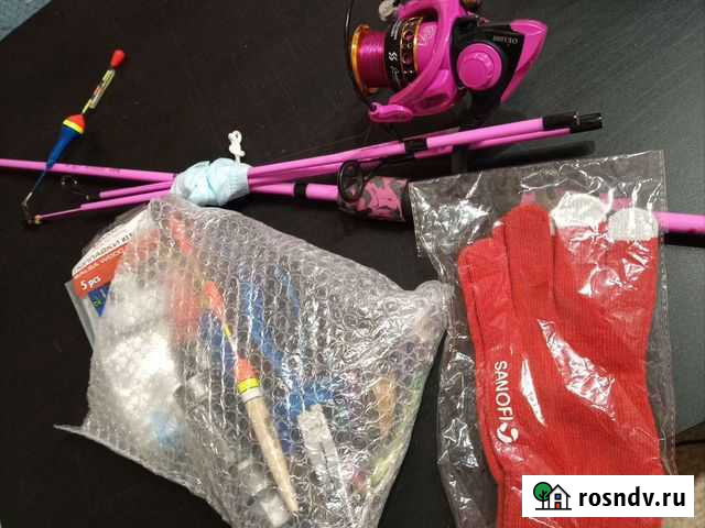 Розовая удочка со всем необходимым для рыбалки Москва - изображение 1