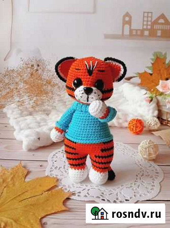 Вязаная игрушка Тигренок в свитере Курск - изображение 1