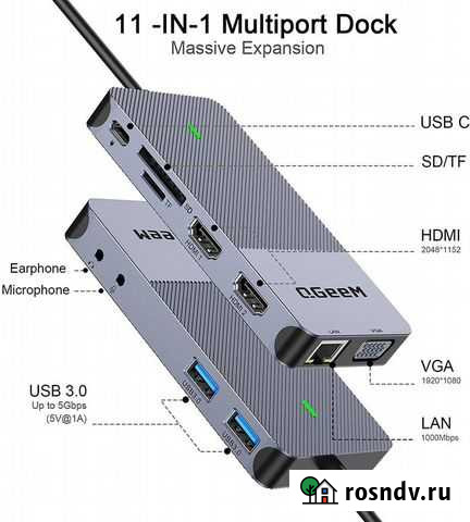 11-in-1 Multiport Dock QGeeM Док-станция Севастополь - изображение 1