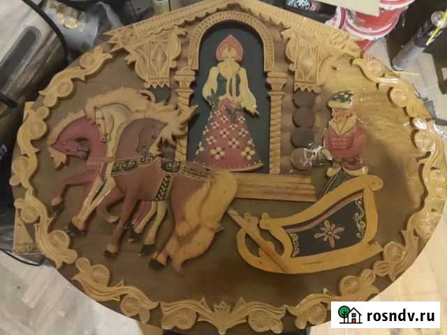 Деревянное панно Русская тройка Астрахань - изображение 1