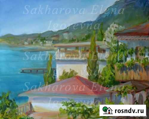 Картина маслом на холсте Город у моря Москва - изображение 1