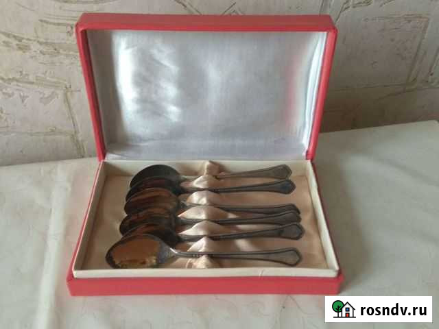 Набор кофейных ложечек мельхиор с позолотой, СССР Волгоград - изображение 1