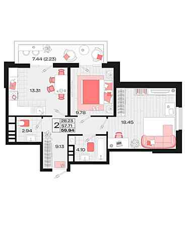 2-комнатная квартира, 59.9 м², 5/14 эт. на продажу в Армавире Армавир