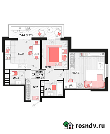 2-комнатная квартира, 59.9 м², 5/14 эт. на продажу в Армавире Армавир - изображение 5