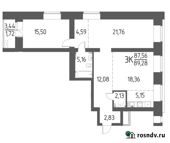 3-комнатная квартира, 89.3 м², 2/6 эт. на продажу в Томске Томск - изображение 2