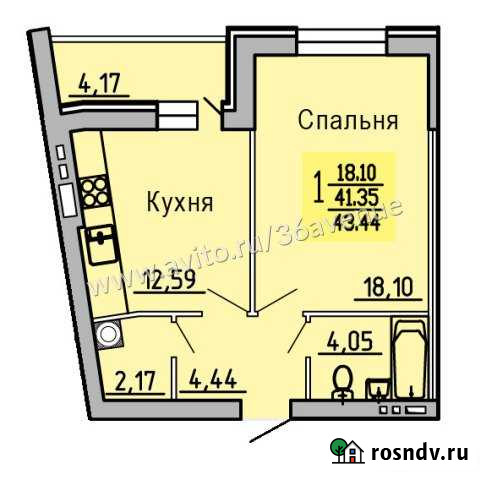1-комнатная квартира, 43 м², 7/9 эт. на продажу в Новой Усмани Новая Усмань - изображение 1