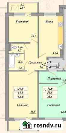 2-комнатная квартира, 59 м², 2/10 эт. на продажу в Омске Омск