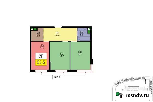 2-комнатная квартира, 53 м², 16/24 эт. на продажу в Коммунарке Коммунарка - изображение 1