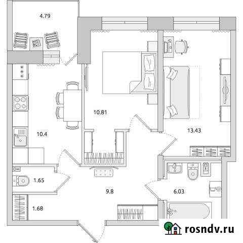 2-комнатная квартира, 60 м², 1/15 эт. на продажу в Санкт-Петербурге Санкт-Петербург