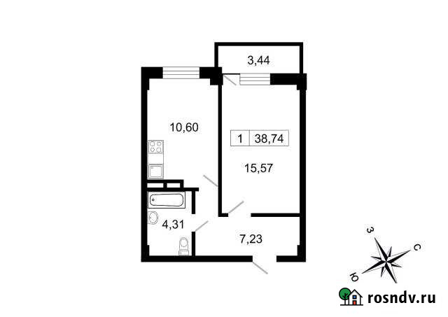 1-комнатная квартира, 38 м², 6/10 эт. на продажу в поселке Свердлова Свердлова - изображение 1