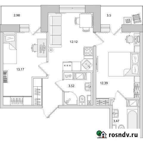 2-комнатная квартира, 54 м², 9/20 эт. на продажу в Санкт-Петербурге Санкт-Петербург