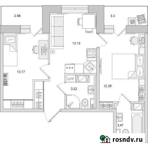 2-комнатная квартира, 54 м², 9/20 эт. на продажу в Санкт-Петербурге Санкт-Петербург - изображение 1