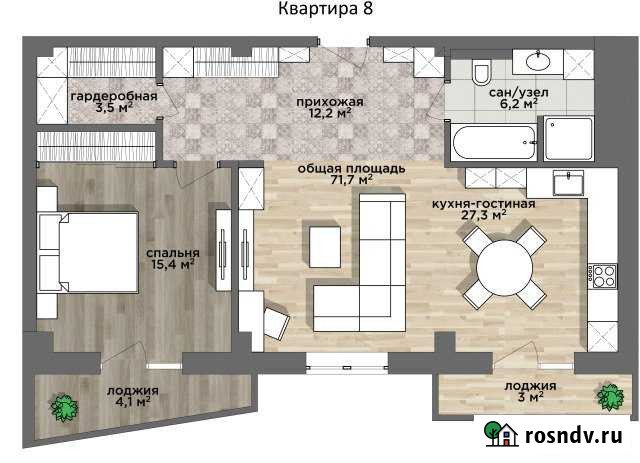 Своб. планировка, 69 кв.м., 7/16 эт. Челябинск - изображение 1