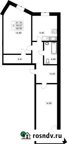 2-комнатная квартира, 60 м², 8/16 эт. на продажу во Всеволожске Всеволожск - изображение 1