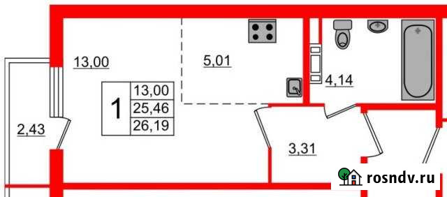 Квартира-студия, 26 м², 3/5 эт. на продажу во Всеволожске Всеволожск - изображение 1