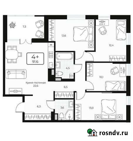 4-комнатная квартира, 91 м², 5/24 эт. на продажу в Тюмени Тюмень - изображение 1