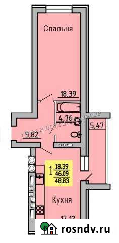 1-комнатная квартира, 48 м², 8/9 эт. на продажу в Новой Усмани Новая Усмань - изображение 1