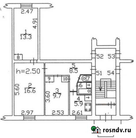 3-комнатная квартира, 58 м², 1/5 эт. на продажу в Глебовском Глебовский - изображение 1