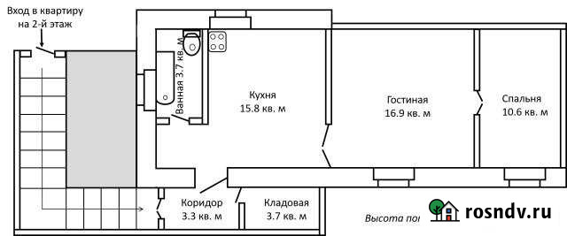 2-комнатная квартира, 54 м², 2/2 эт. на продажу в Озерске Калининградской области Озерск - изображение 1