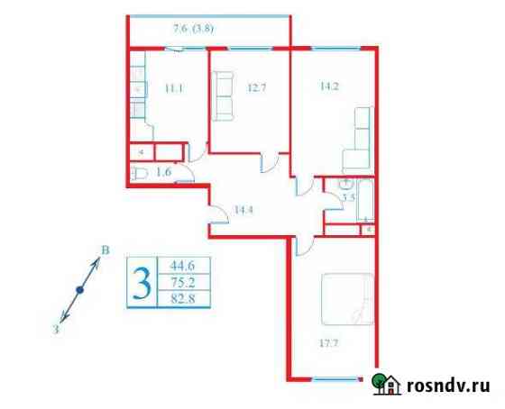 3-комнатная квартира, 82 м², 2/17 эт. на продажу в Дмитрове Дмитров