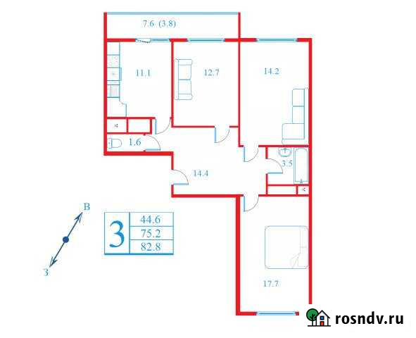 3-комнатная квартира, 82 м², 2/17 эт. на продажу в Дмитрове Дмитров - изображение 1