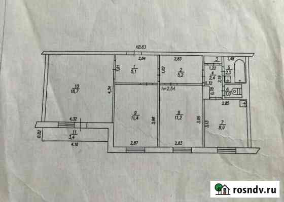 3-комнатная квартира, 67 м², 3/5 эт. на продажу в Топках Топки