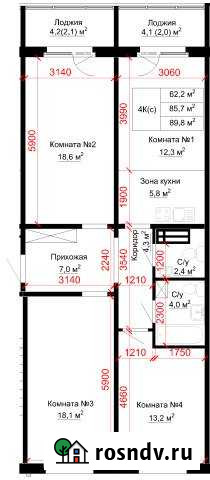 4-комнатная квартира, 89 м², 10/16 эт. на продажу в Барнауле Барнаул - изображение 1