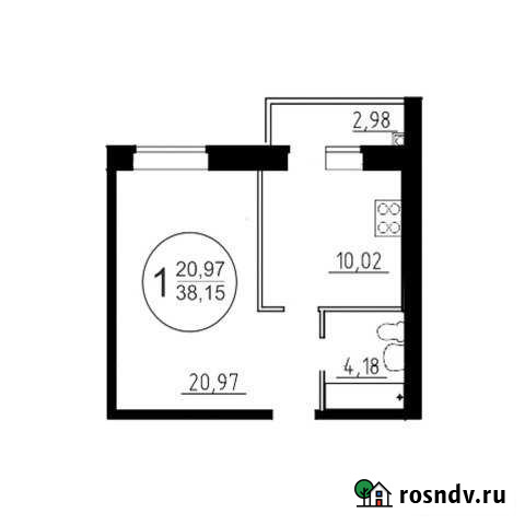1-комнатная квартира, 38 м², 5/5 эт. на продажу в Рыбном Рыбное - изображение 1