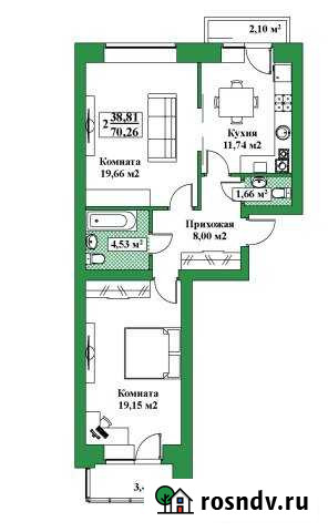 2-комнатная квартира, 70 м², 2/6 эт. на продажу в Твери Тверь - изображение 1