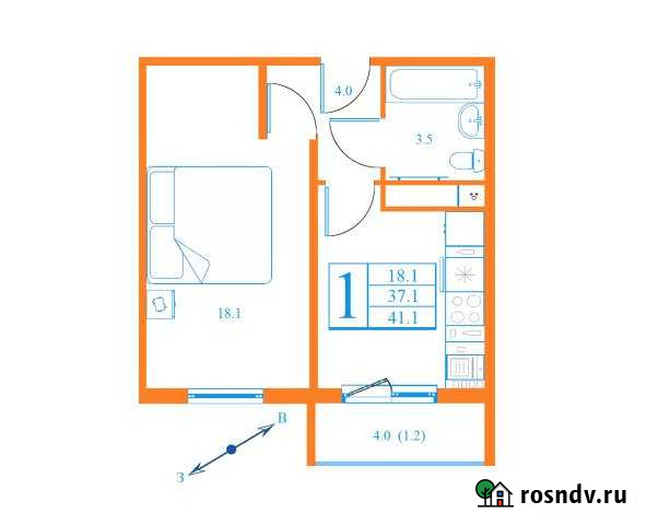1-комнатная квартира, 41 м², 11/17 эт. на продажу в Дмитрове Дмитров - изображение 1