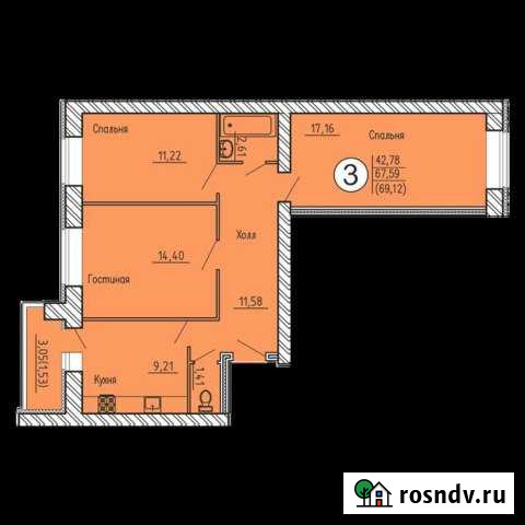 3-комнатная квартира, 69 м², 10/10 эт. на продажу в Пензе Пенза - изображение 1