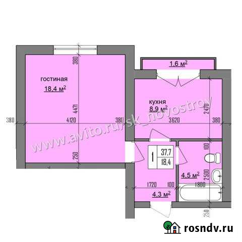 1-комнатная квартира, 37 м², 3/5 эт. на продажу в Эльбрусе Эльбрус - изображение 1