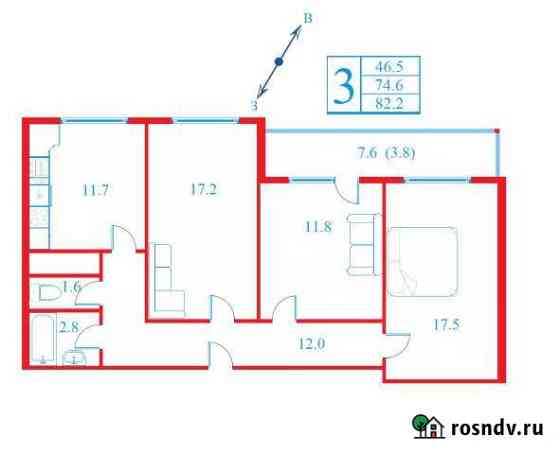 3-комнатная квартира, 82 м², 3/17 эт. на продажу в Дмитрове Дмитров