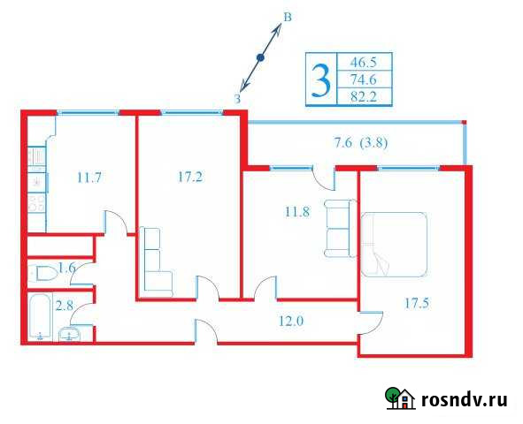 3-комнатная квартира, 82 м², 3/17 эт. на продажу в Дмитрове Дмитров - изображение 1