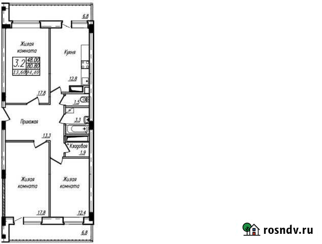 3-комнатная квартира, 96 м², 5/21 эт. на продажу в Липецке Липецк - изображение 1