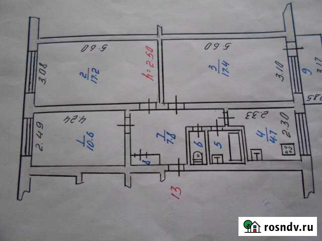 Комната 28 м² в 3-ком. кв., 5/5 эт. на продажу в Железногорске Курской области Железногорск - изображение 1