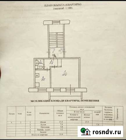 1-комнатная квартира, 33 м², 2/5 эт. на продажу в Бисерти Бисерть - изображение 1