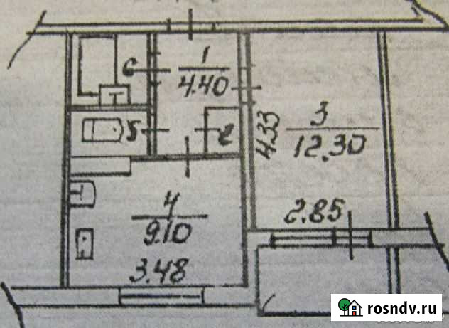 1-комнатная квартира, 31 м², 3/5 эт. на продажу на Острове Остров - изображение 1