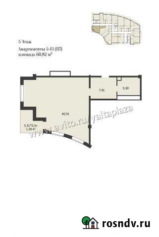 2-комнатная квартира, 61 м², 5/9 эт. на продажу в Ялте Ялта - изображение 1