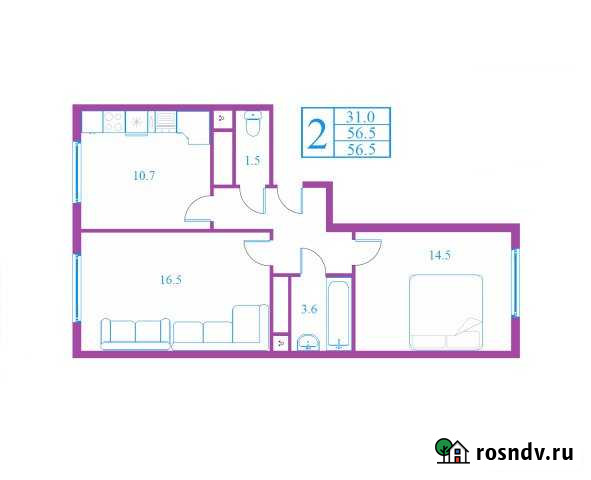 2-комнатная квартира, 56 м², 1/17 эт. на продажу в Дмитрове Дмитров - изображение 1