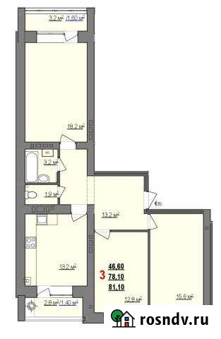 3-комнатная квартира, 81 м², 2/8 эт. на продажу в Белгороде Белгород - изображение 1