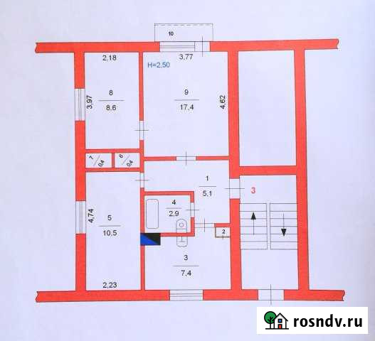 3-комнатная квартира, 53 м², 2/2 эт. на продажу в Карталах Карталы - изображение 1